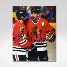 CHRIS CHELIOS & DENIS SAVARD Chicago Blackhawks Dual Autographed 8x10 Photo