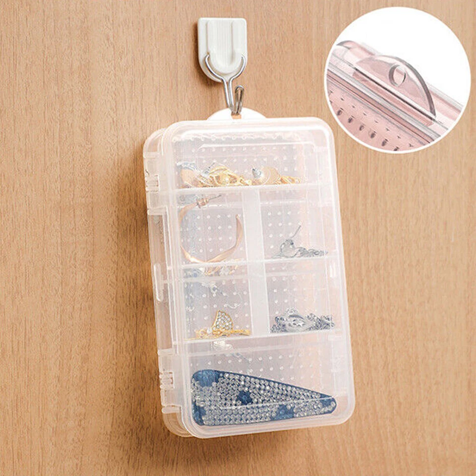 Clear Small Double Layer Jewelry Storage Box Container Earing Organizer wi - Image 3 of 4