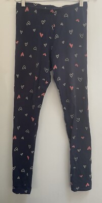 Old Navy Kid Girls Plus Allover Heart Print Cotton Full Length Leggings Navy XXL