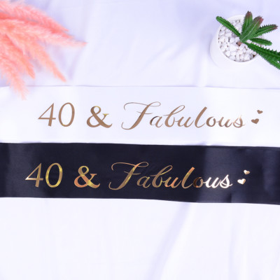40 Fabulous Glitter Satin Sash Happy 40th Birthday Sash For