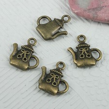 32pcs antiqued bronze color teapot design charms EF0640