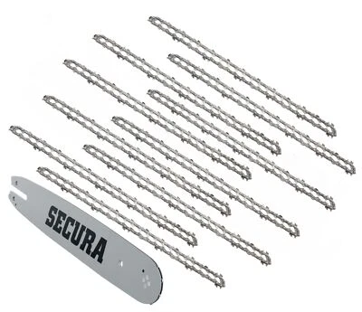 SECURA 10x Sägeketten + Schwert Halbmeißel 0.325" 76TG 1,5 50cm passend Secura