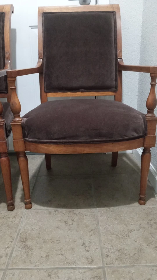 Pair of C. 1800 French Directoire Fauteuil Armchairs Birch w/ Maple - Image 2 of 4
