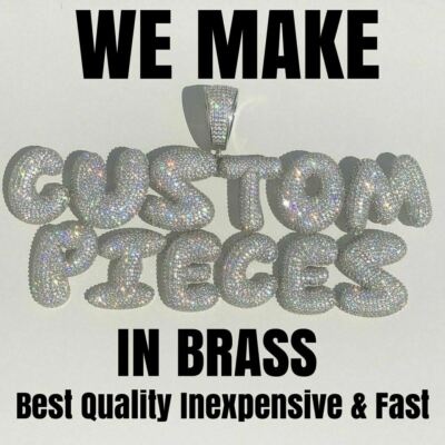 Custom Bubble Letter Name Pendant CZ ICED Rapper Bust Down Icy Piece Chain