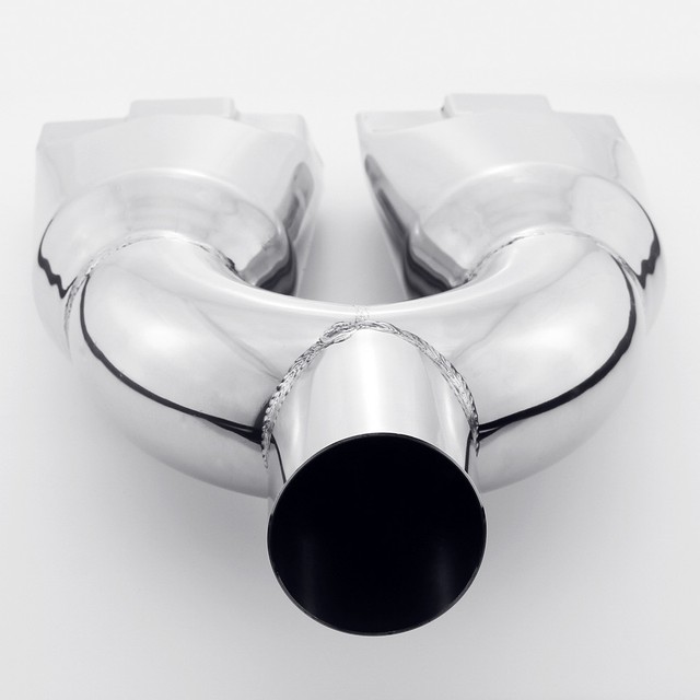 Dual 4.6" out 2.25" Inlet Chevrolet Chevy Bowtie 304 Stainless Steel