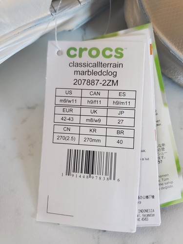 NWT Unisex Crocs Classic All Terrain Marbled Men's 9/ Women's 11 Clog 207887-2ZM - Picture 7 of 7
