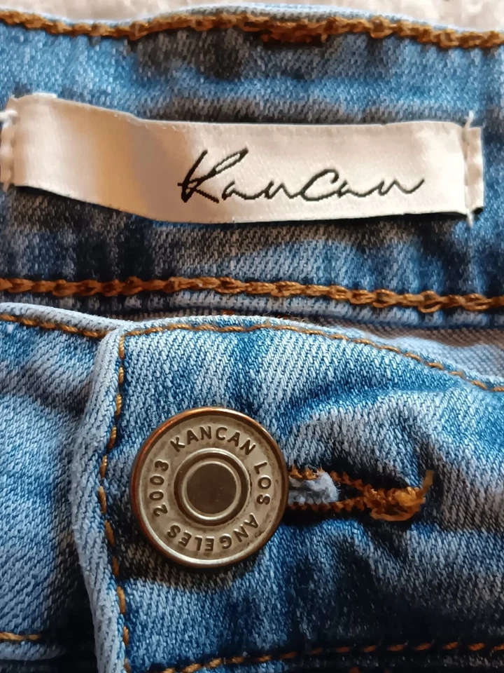 Pantalones cortos de mezclilla KanCan para mujer desgastados KC11143L azul elástico medidas 26x2 Foto 3 de 4