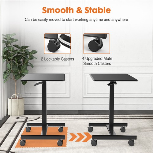 KPUY Rolling Laptop Desk Height Adjustable Computer Table Sit Stand Workstation - Picture 12 of 22