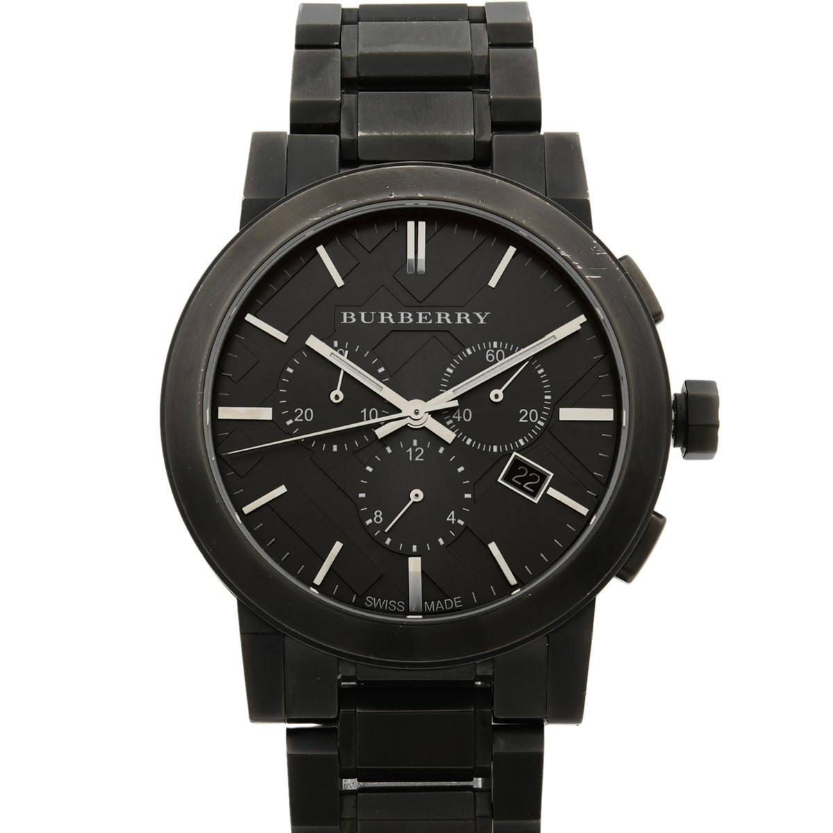 Burberry Chronograph Ion Plated Steel Gray Dial Quartz Mens Watch 
