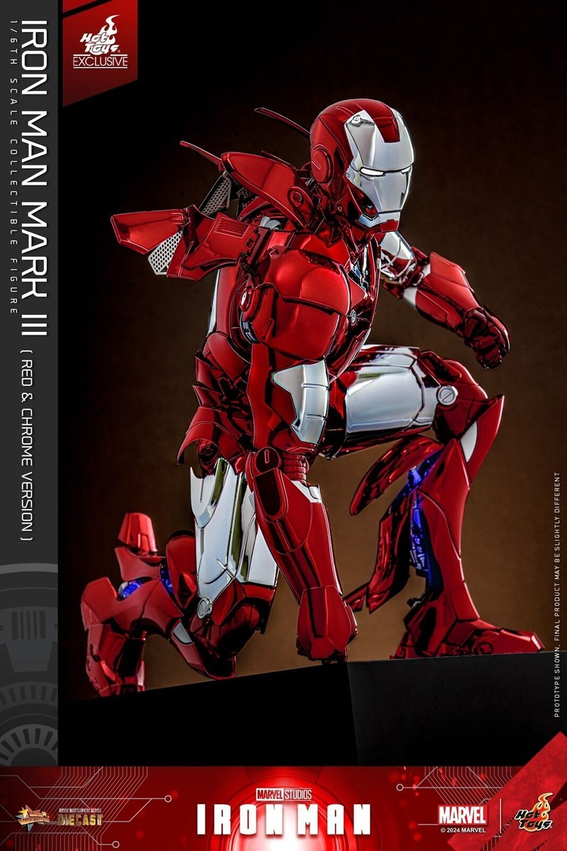 In Stock New Hot Toys 1/6 IRON MAN MMS744D64 MARK Ⅲ Red & Chrome