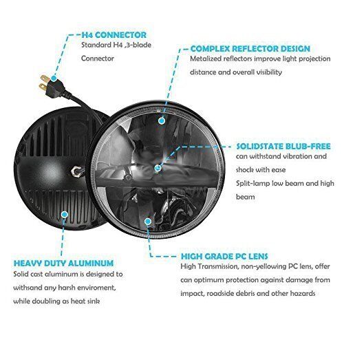 Eagle Lights 7" LED Phase 7 Complex Reflector LED Headlight 27270C - Harley - Picture 3 of 7