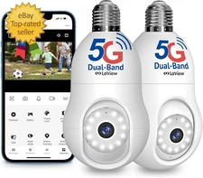 4MP Bulb Security Camera 5G& 2.4Ghz, 360°2K Security Cameras Wireless Outdoor In