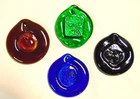 4 Blenko or Blenko Style Art Glass Suncatcher Ornaments Orange Green Blue Purple
