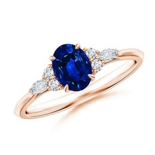 Blue Sapphire Gemstone 925 Sterling Silver Solitaire with Accents Ring Jewelry