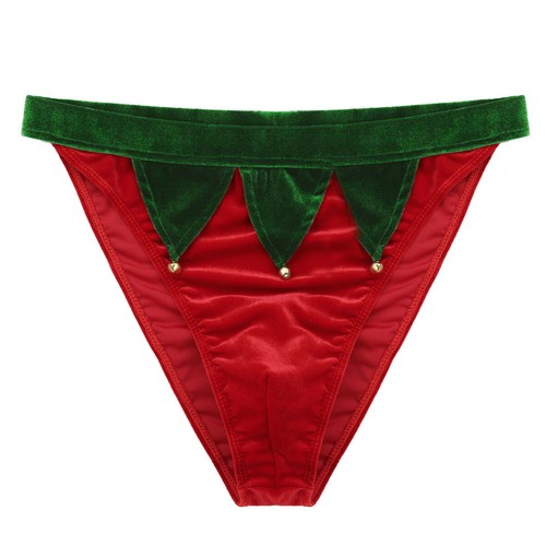 Men's Velvet Christmas Panties Costume Low Rise Briefs Underwear Fancy Bottoms - Picture 11 of 22