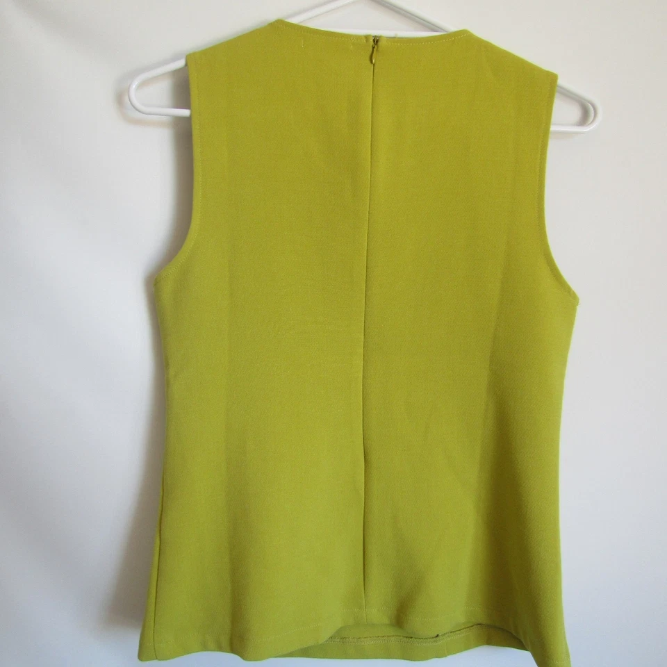 NWT Valley Girl 10 Chartreuse Green Metallic Beaded Suiting Top/Blouse - image 2 of 4
