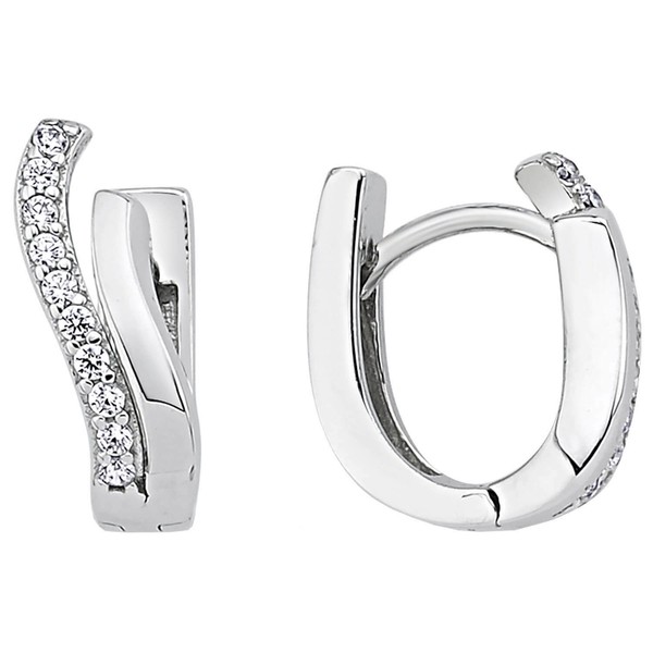 Ohrringe Creolen 14,1X5Mm Aus 925 Silber Rhodiniert Mit 20 Zirkonia Ohrschmuck-image