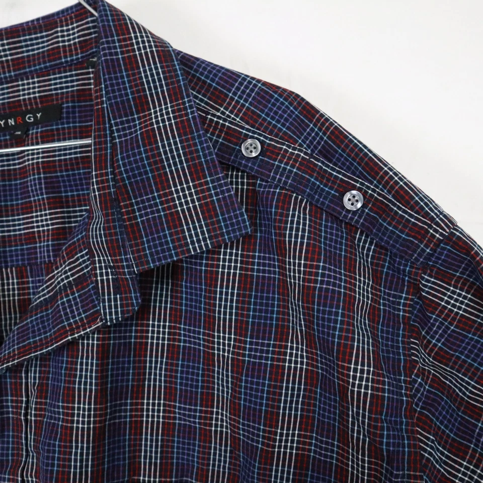 Synrgy Shirt Mens 3XL Utility Flap Pocket Casual Button Up Plaid Long Sleeve - Image 3 of 4