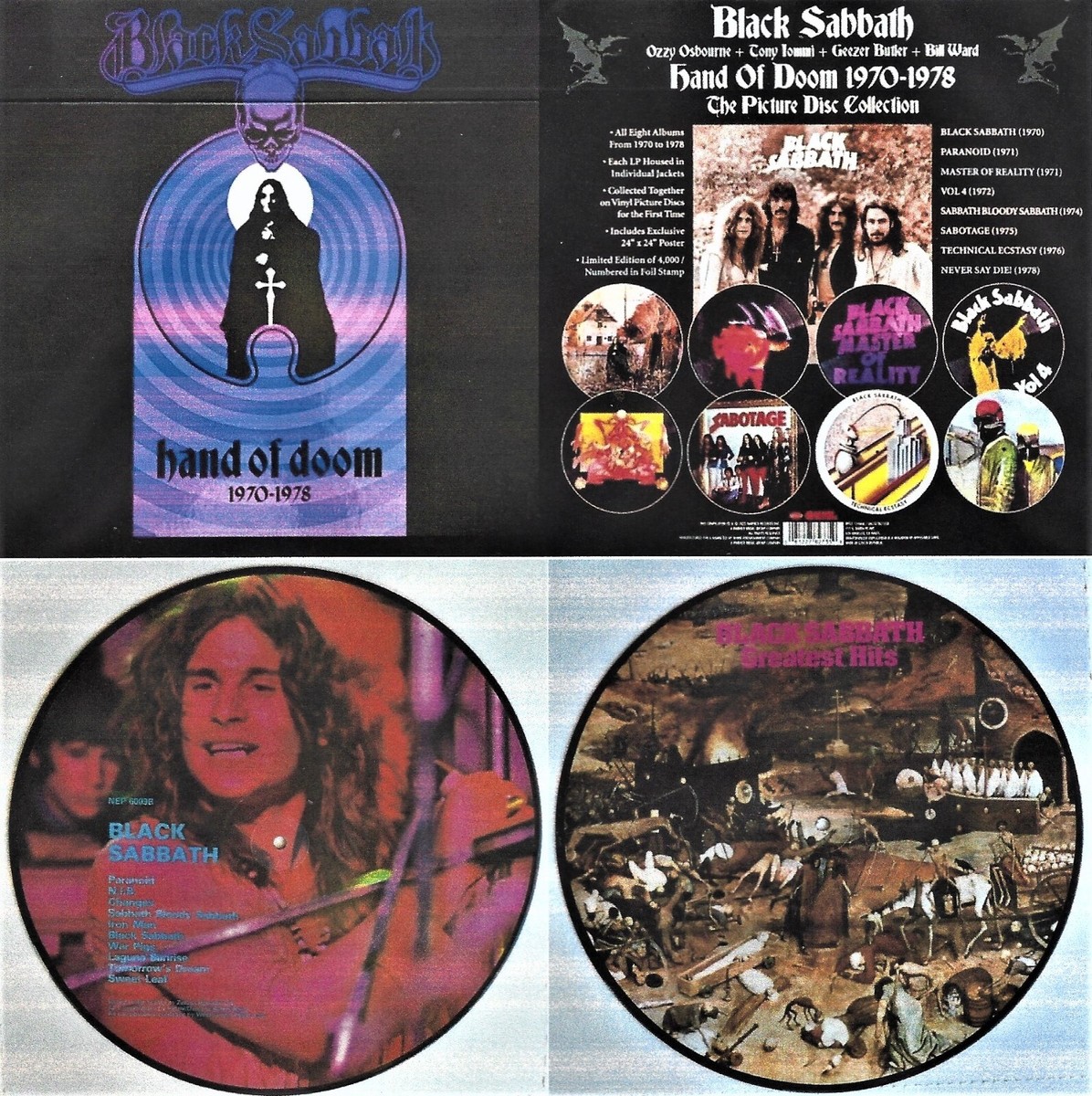 BLACK SABBATH HAND OF DOOM + GREATEST HITS PICTURE DISC = 9