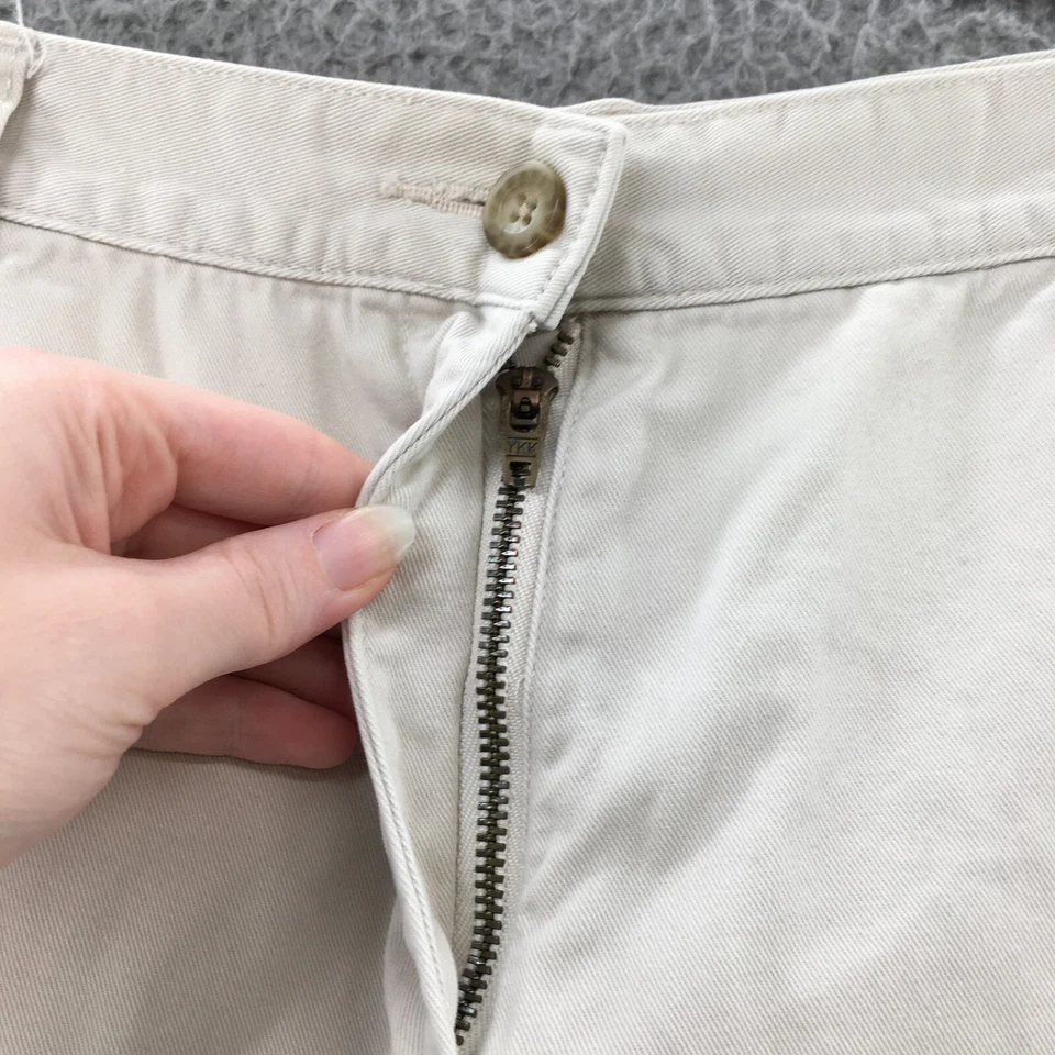 Pantalones cortos chinos Eddie Bauer para mujer 6 (28x5,5 real) beige algodón tiro medio cremallera mosca Foto 3 de 4