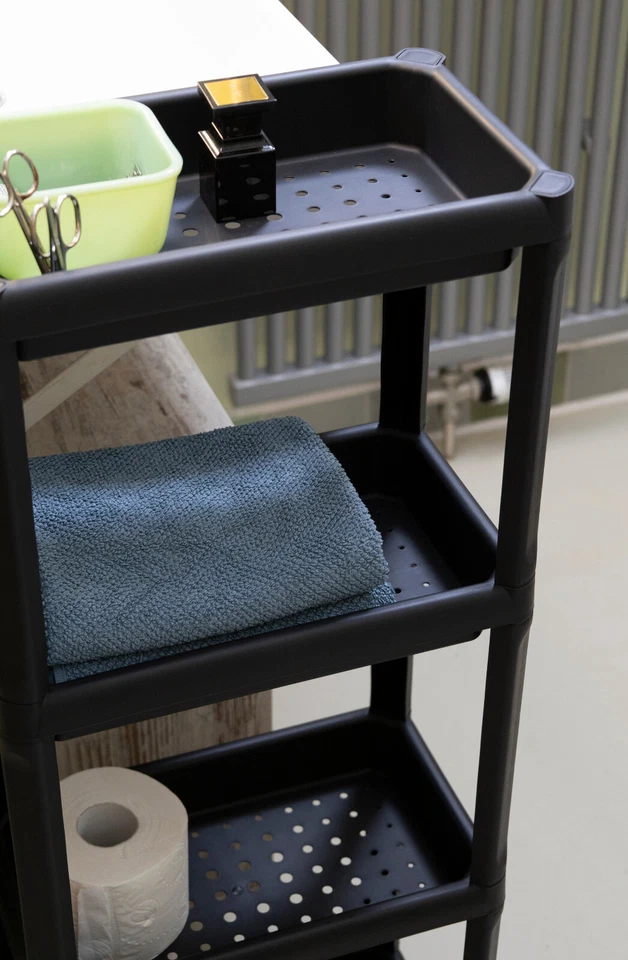 2x Haushaltsregal Steckregal Badregal Küchenregal schmal anthrazit 4 Böden - Bild 3 von 4