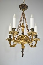 Antique French Rococo Style Gilt Bronze 8-Light Putto Chandelier — listing 4