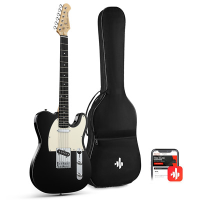 Donner DTL-100 E Gitarre mit Tasche S-S Tonabnehmer  Solidbody Glanzschwarz