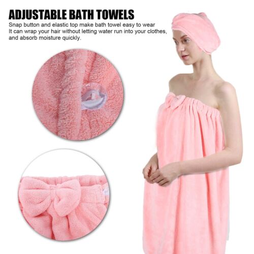 Bath Towel Wrap Coral Fleece Spa Women Adjustable Shower Wrap With Hat For H NHE - Picture 18 of 28