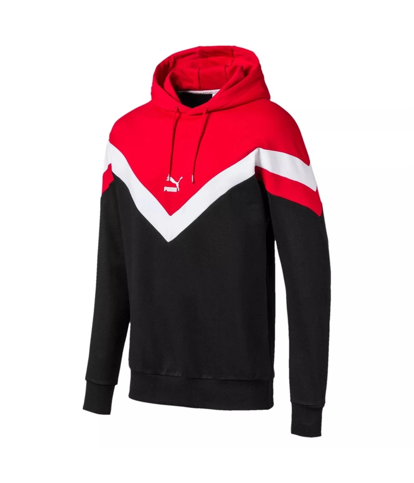 Puma Mens Colorblock Hoodie Sweatshirt, redwhtblk, M
