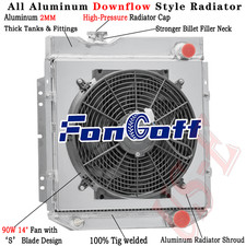 3-Row Radiator Shroud+Fan Fit 1965-1966 Ford Mustang 1960-65 Falcon Ranchero MT