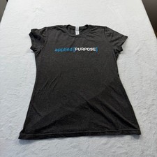District Applied Material Graphic Tee Women Large Charcoal Good Fitted Short Slv