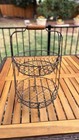 2-Tier Round Metal Wire Basket Stand w/ Wood Handle, Farmhouse Style — photo 4