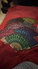 Peacock Folding Hand Fans 10PCS Embroidered Spanish Dance Party Fan Set Women US