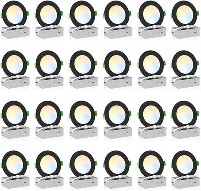 ALUSSO LIGHTING 24 Pack 4 Inch 5CCT Ultra-Thin LED Recessed Ceiling Light