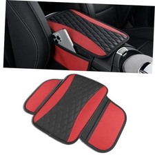 Leather Car Center Console Cover with Side Pockets, Upgraded Arm Rest Cover Red