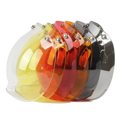 Open Face Helmet Bubble Visor Vintage Retro 3/4 Helmets Face Shield Len 3-Snap