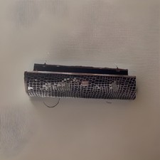 vintage gold metal clutch purse, Expressions, NYC, Croc Embossed Cylindrical