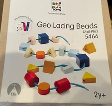 Plan Toys, Geo Lacing Beads, Pre-owned, for childfor children 2 years and up