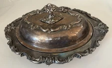 Antique Baroque Silver-Plated Serving Platter EPNS Orleans Intl Silver Co. 14x10