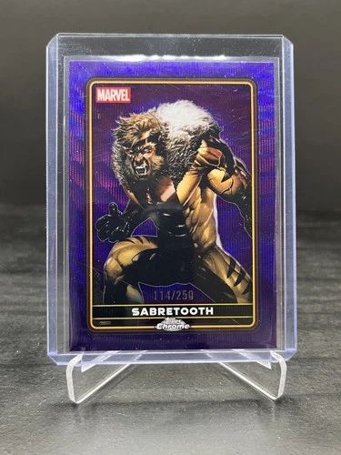2025 Topps Chrome Deadpool Sabretooth Comic Accurate Purple Wave 114/250 #7