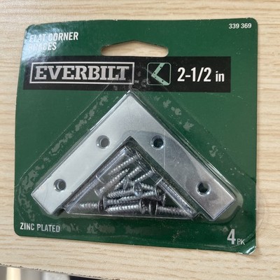 Everbilt 2-1/2in metal Flat Corner Braces New (6.4cm) 330 369 zinc plated