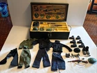 Vintage GI Joe Footlocker w/ Tray Many Extras w/ Uniforms Boots Hats Guns Lot