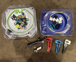 Takaru Tomy Beyblade X Lot w/ 2 Stadium Arenas, 18 Beyblades & 3 Launchers