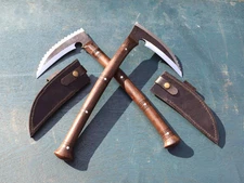 Handmade Carbon Steel Axe Full Tang Kukri Kama Set With Rosewood Handle