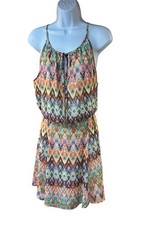 Presley Skye Multicolor Silk Sleeveless Blouson Dress Boho Resort Party Sz XL