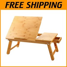 Foldable Bamboo Laptop Desk with Adjustable Height