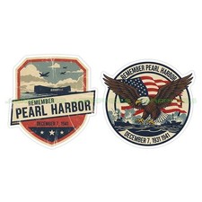 Remember Pearl Harbor Vintage Decal Sticker 2 Pack A Remember Pearl Harbor Vintage Decal Sticker 2 Pack A