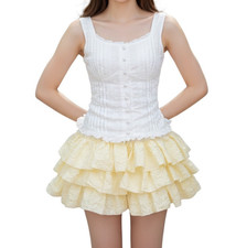 Cream Tiered Ruffle Mini Skirt Fairycore S