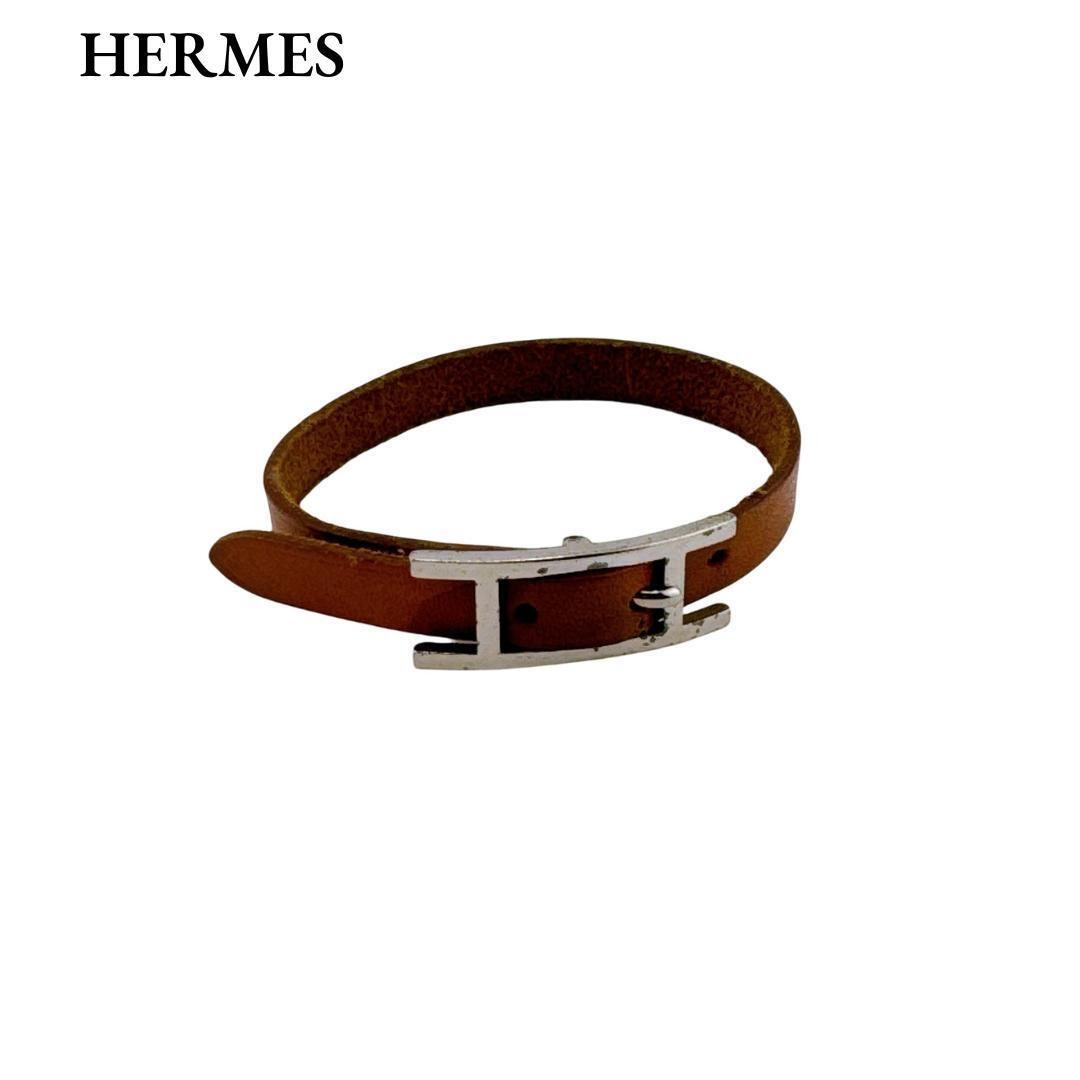 Hermes API3 Leather Bracelet in D Brown with Silver Hardware