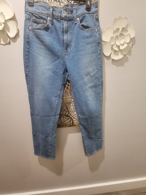VERONICA BEARD Straight Leg High Rise Blue Denim Button Zip Solid 5-Pocket Jeans